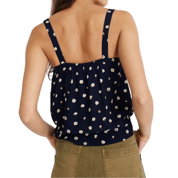 Madewell Button-Front Tie Tank in Blue with Daisy Dots Tank Top - Picture 11 of 11